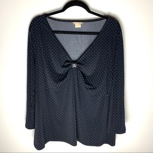 Michael Kors 3/4 sleeves shirt blouse top 3X black shirt plus size